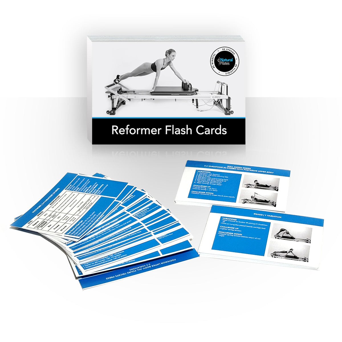 Natural Pilates Reformer Flash Cards