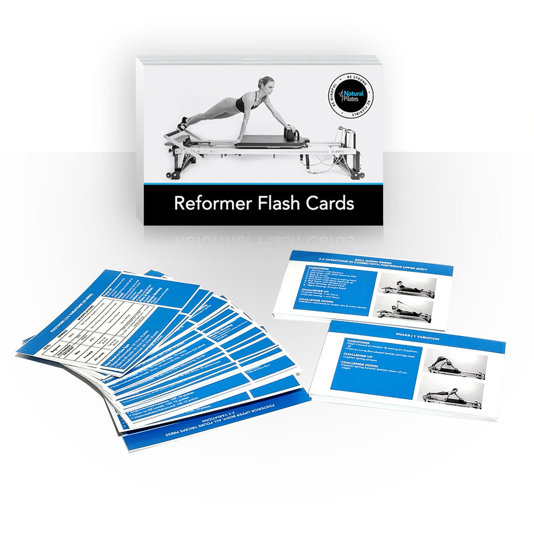 Natural Pilates  Reformer Flash Cards